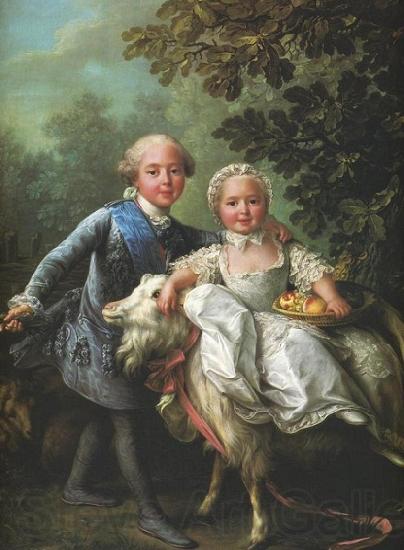 Francois-Hubert Drouais Charles of France and his sister Clotilde Germany oil painting art